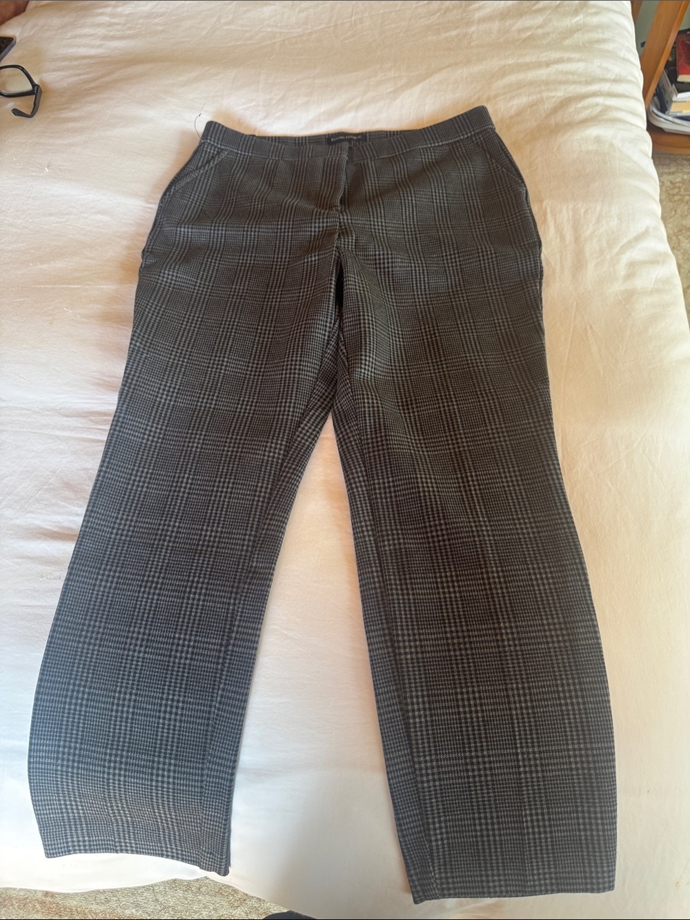 Classic Plaid Straight-Leg Pants in Black/Grey by Banana republic